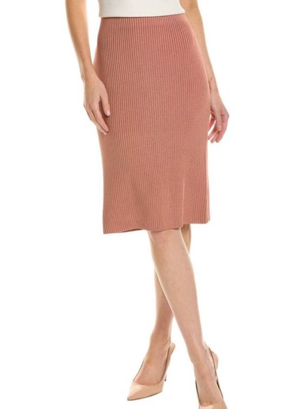 Vince XS Ribbed Pencil Skirt tea rose viscose
